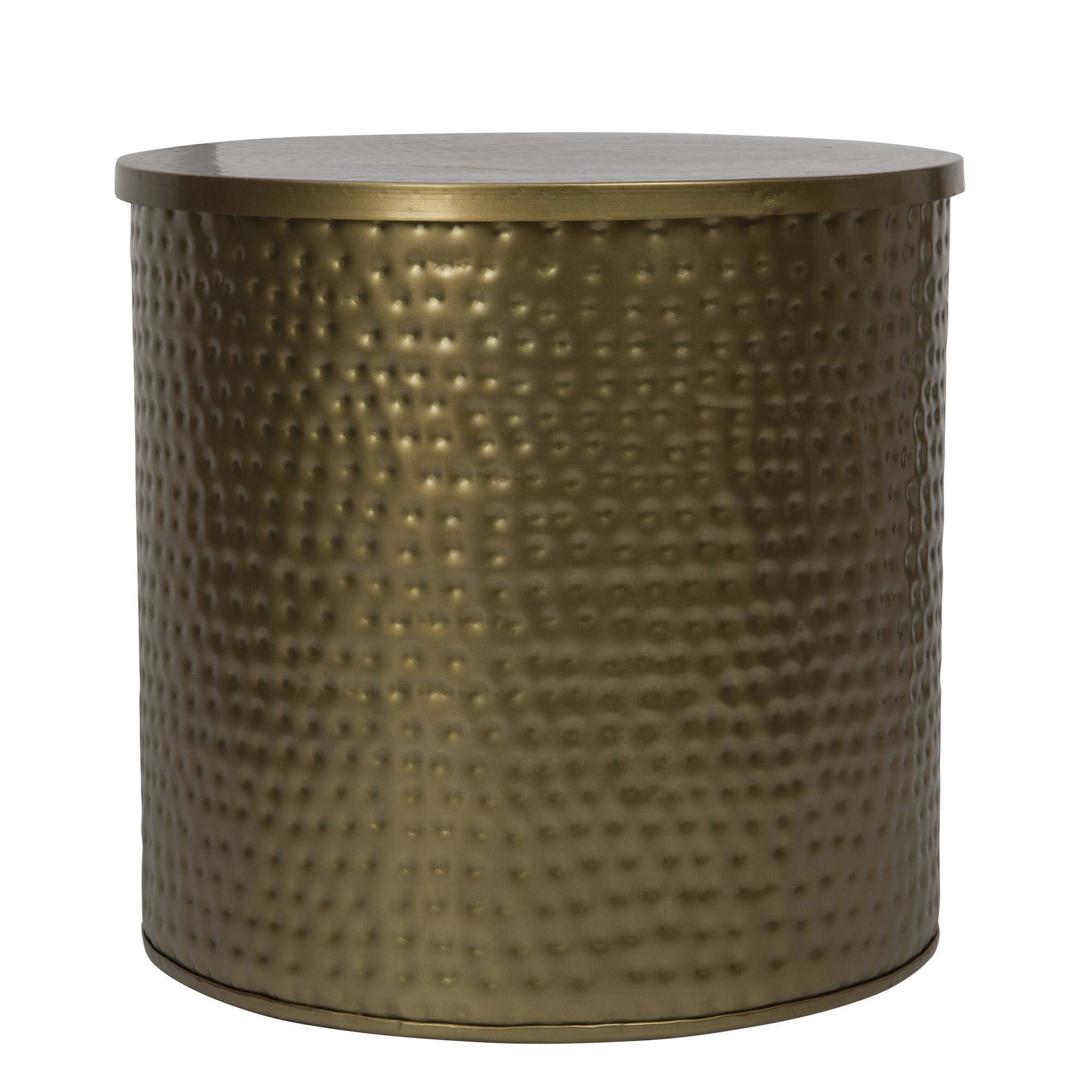Hello Honey® 17" Gold Boho Hammered Metal Drum Table or Planter with Lid